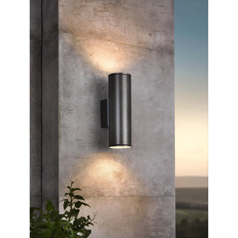 Applique extérieure en métal anthracite RIGA GU10 2X2,8W