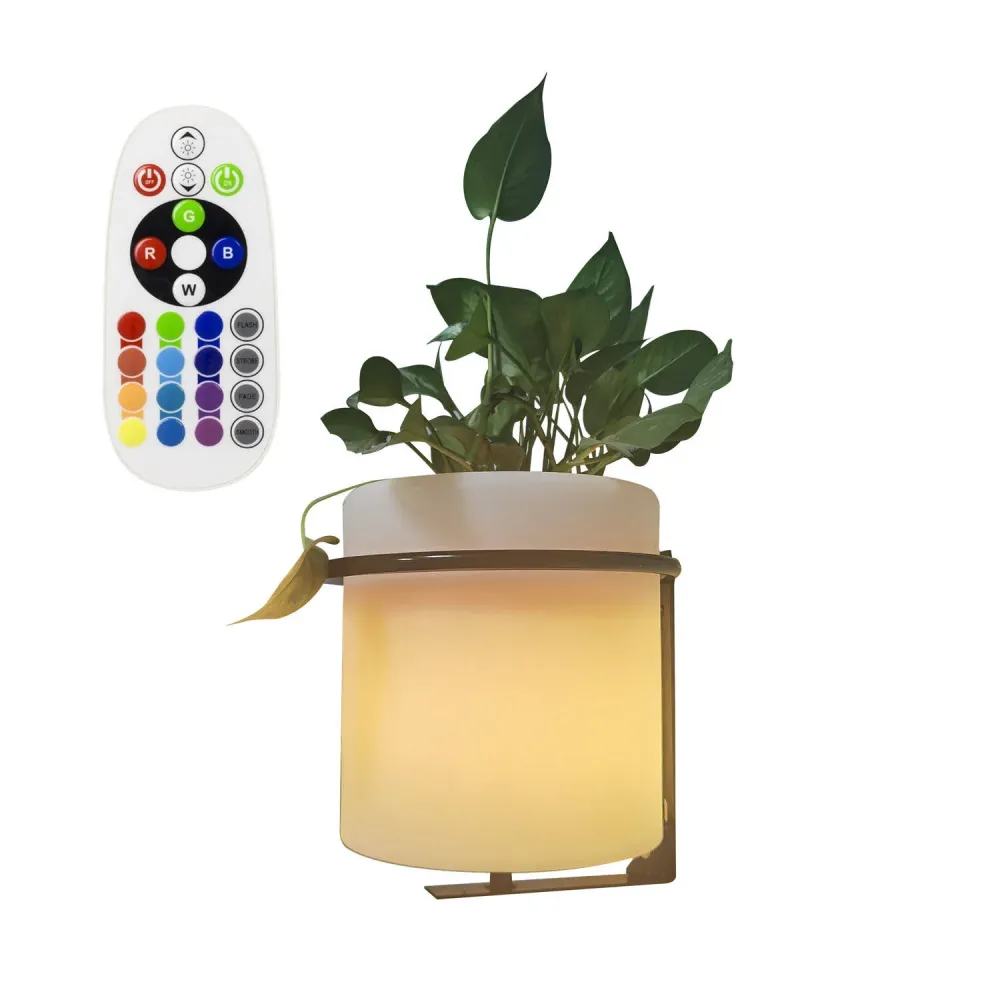 Lampe LED extérieure RGBW 22 cm, accumulateur, IP65, avec jardinière.