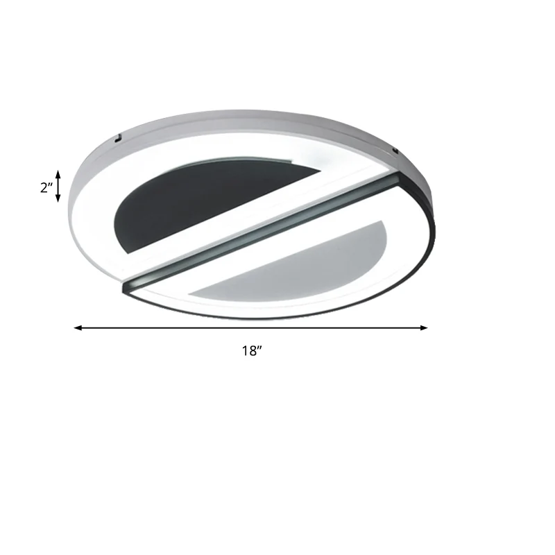 Luminaire encastré arrondi en acrylique, récent et élégant, éclairage de plafond LED de 18 "/ 23,5" de large en blanc, lum...