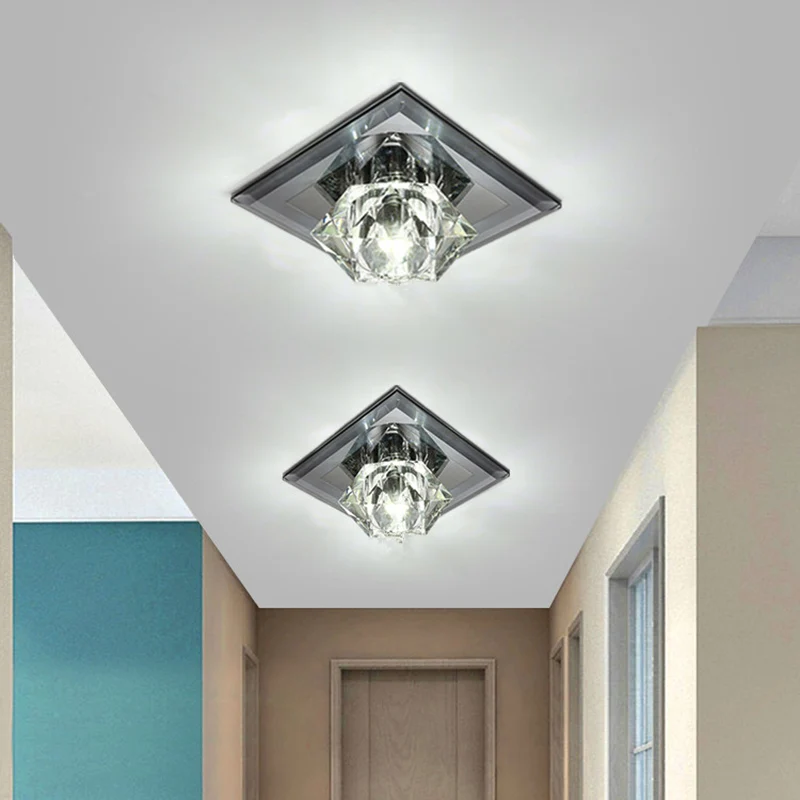 Luminaire encastré de plafond à LED de simplicité d'éclairage de fleur en cristal biseauté K9 pour le couloir