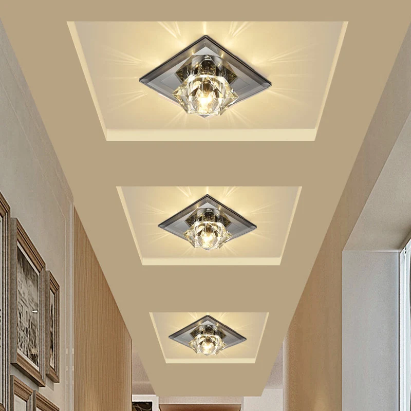 Luminaire encastré de plafond à LED de simplicité d'éclairage de fleur en cristal biseauté K9 pour le couloir