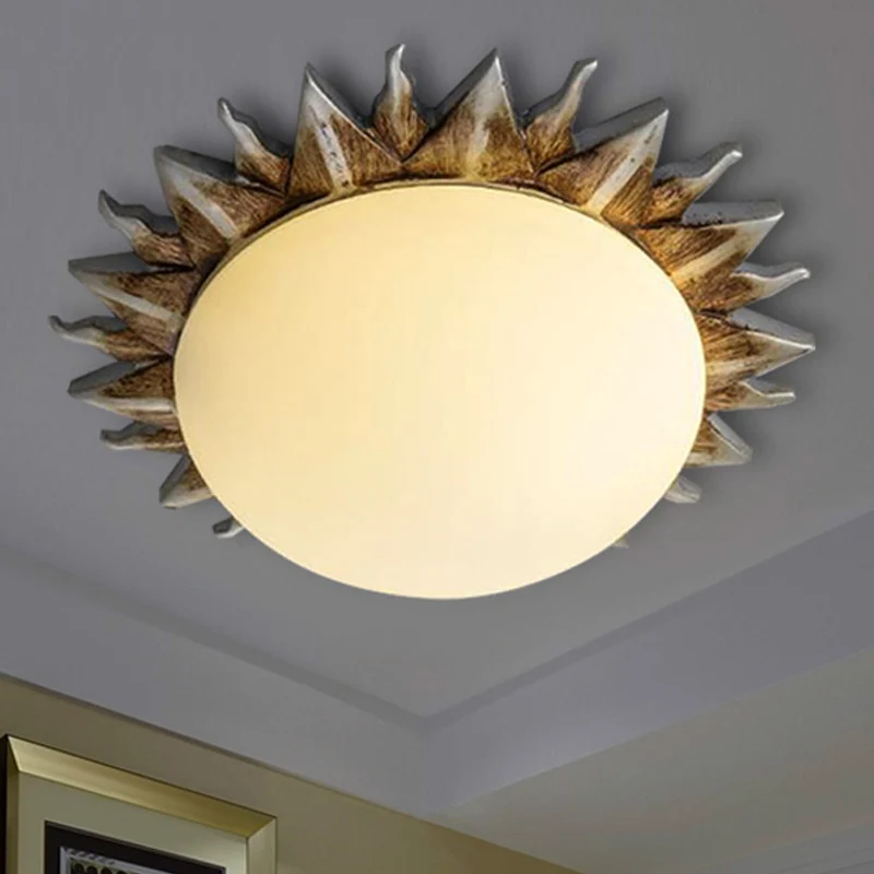 Luminaire encastré Sunburst à 1/3 lumières, support de plafond habituel en verre blanc pour salle à manger, 9 "/15" de large
