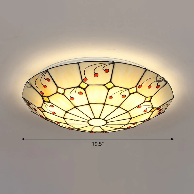 Luminaire de plafond encastré conventionnel en verre Tiffany à motifs de grille