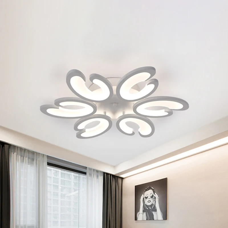 Lustre semi-encastré en forme de pétale de Style actuel, en acrylique, à 6/9/15 ampoules, luminaire de plafond pour salon,...