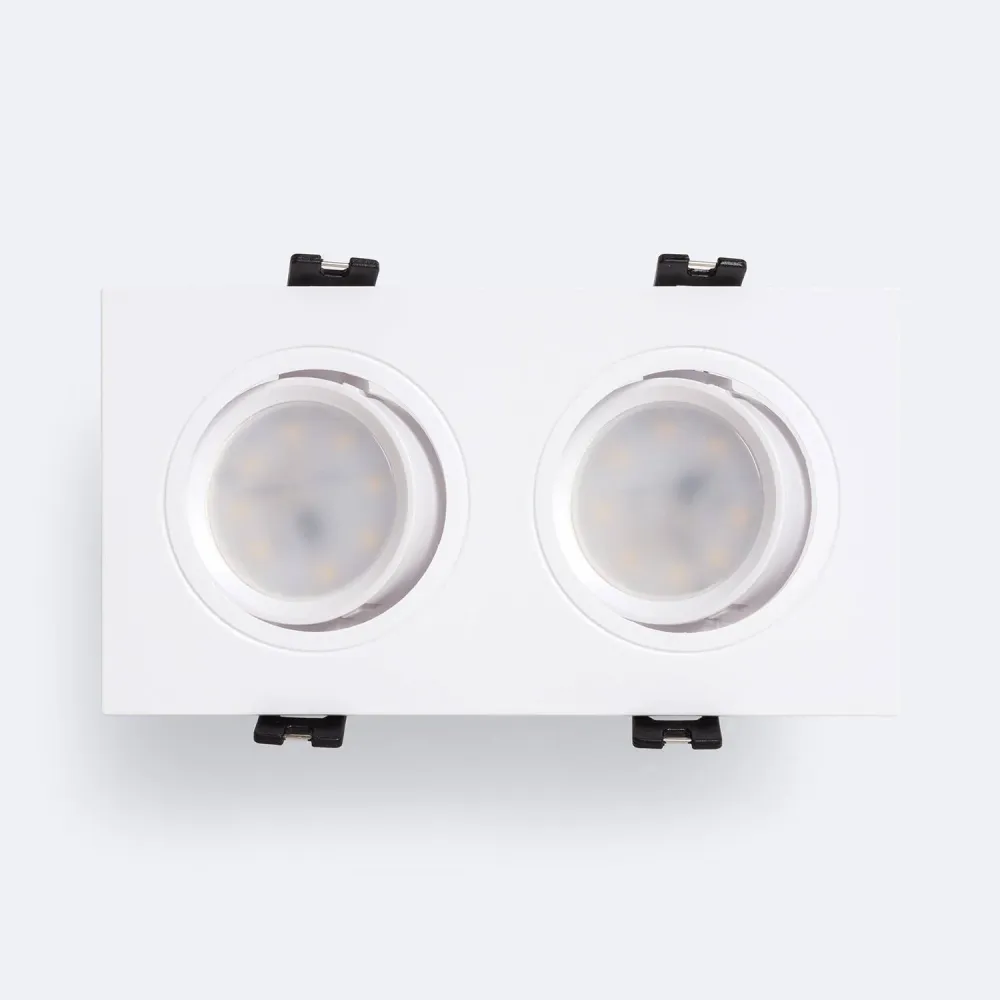 Projecteur encastré LED carré inclinable GU10 6W découpe 75x150mm PC