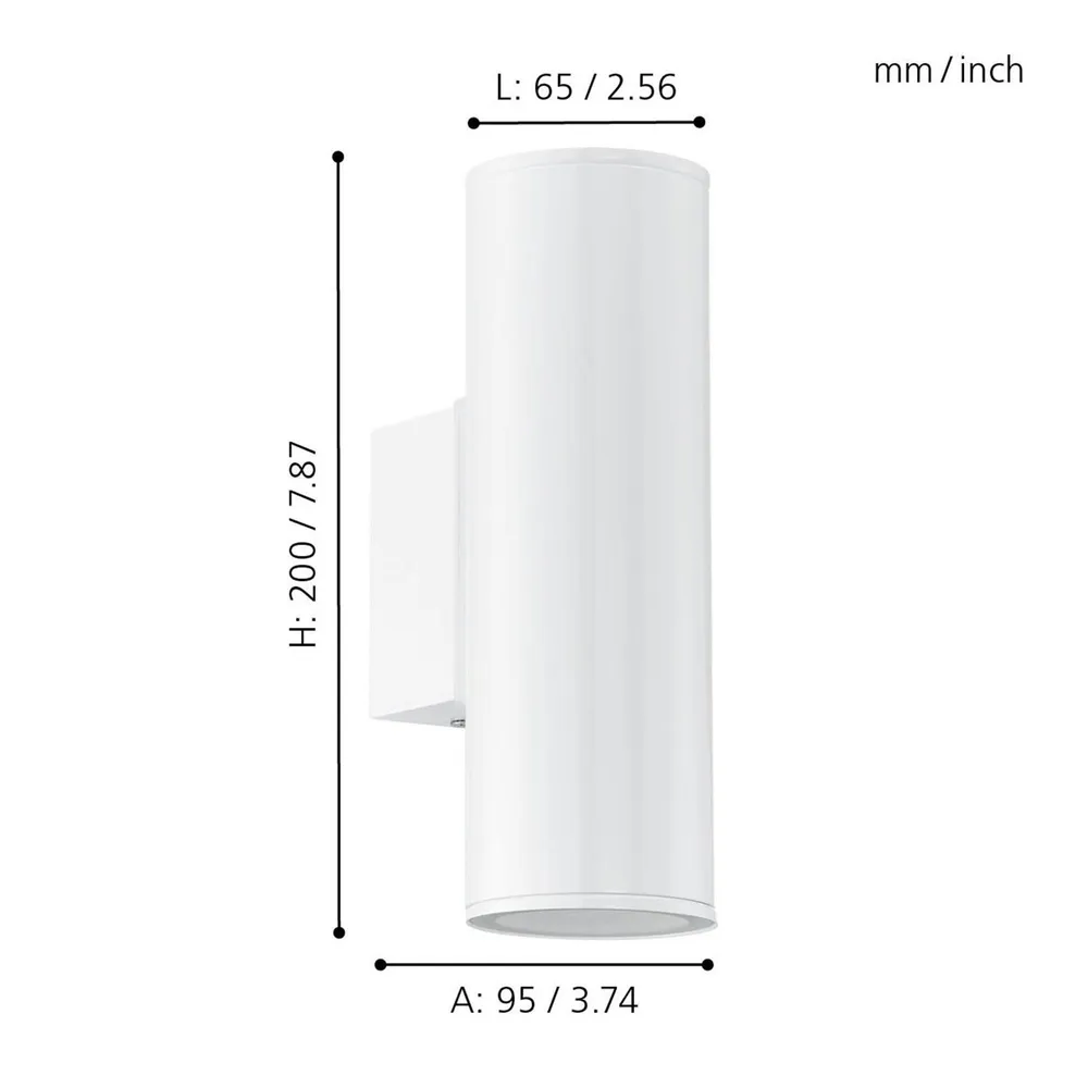 Applique extérieure métal blanc RIGA GU10 2X2,8W pour miroir de salle de bain