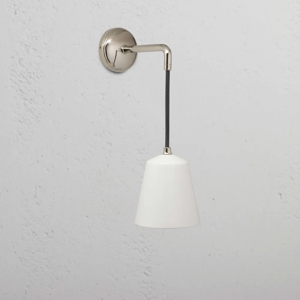 Applique de salle de bain Petite Applique Murale à Suspension Richmond en Porcelaine Fine - Nickel Poli