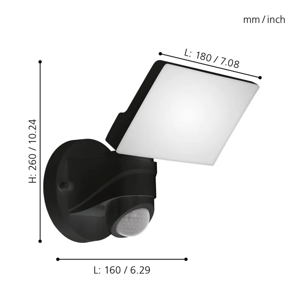 Applique à variateur Applique extérieure plastique noir PAGINO H26,5CM LED INT 1X11,5W