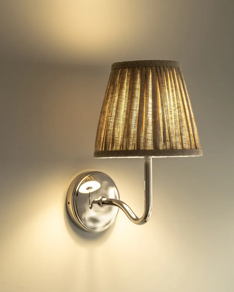 Malvern Applique Murale Moyenne Plissée Sable Naturel - Nickel Poli