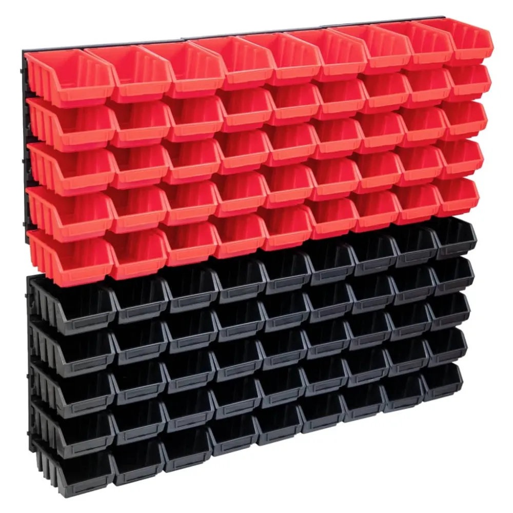 Kit de bacs de stockage et panneaux muraux 96 pièces rouge et noir 02_0003855