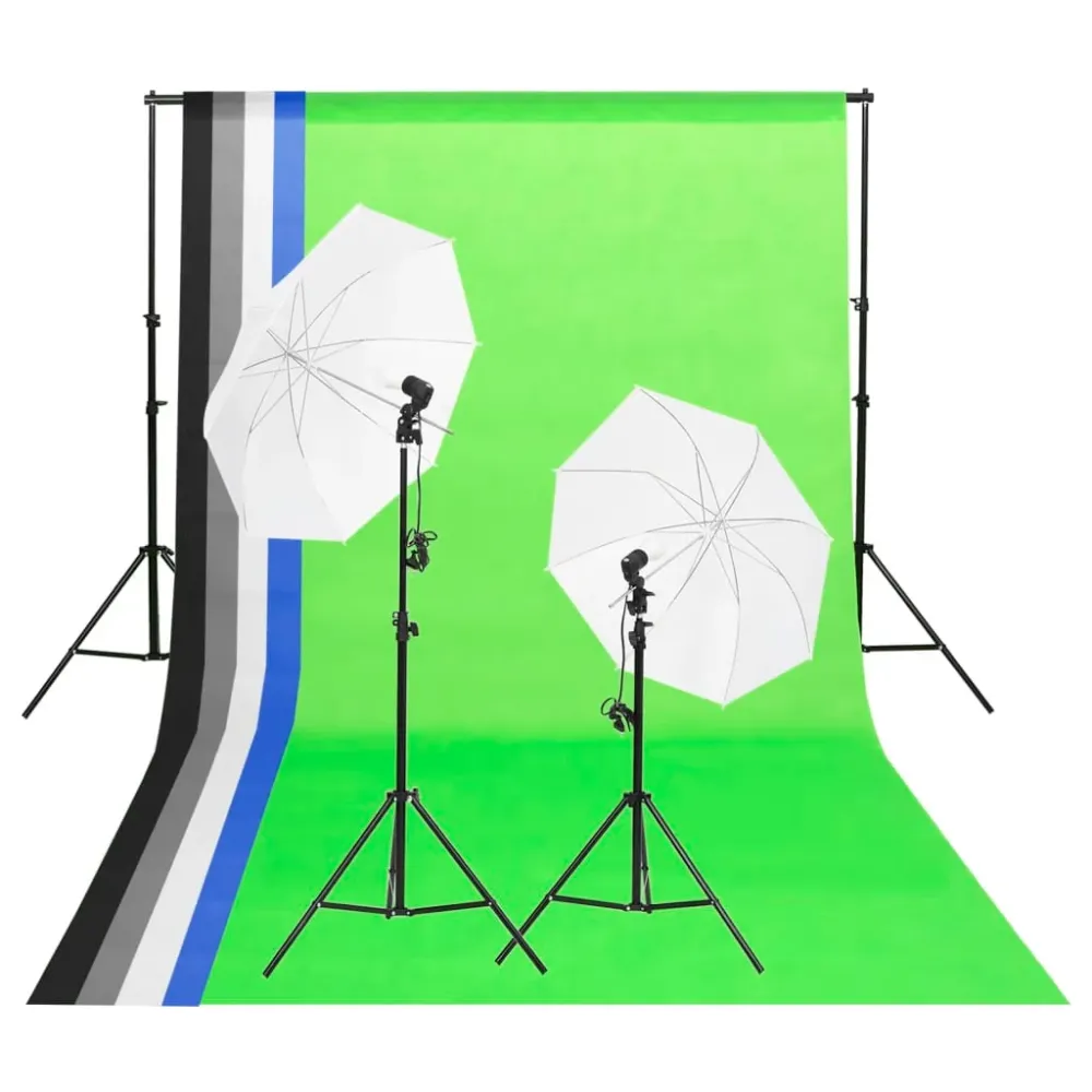 Kit d'éclairage de studio avec toiles de fond et parapluies blanc 02_0042390