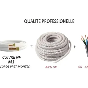 KIT DE RACCORDEMENT ENTIER 1/4 3/8 TOUTE CLIMATISATION 10 METRES PRET POSER