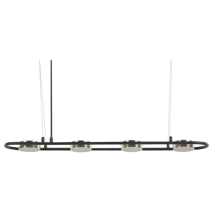 4 Light Métallique LED Pendant Lamp Black and Brass MALI