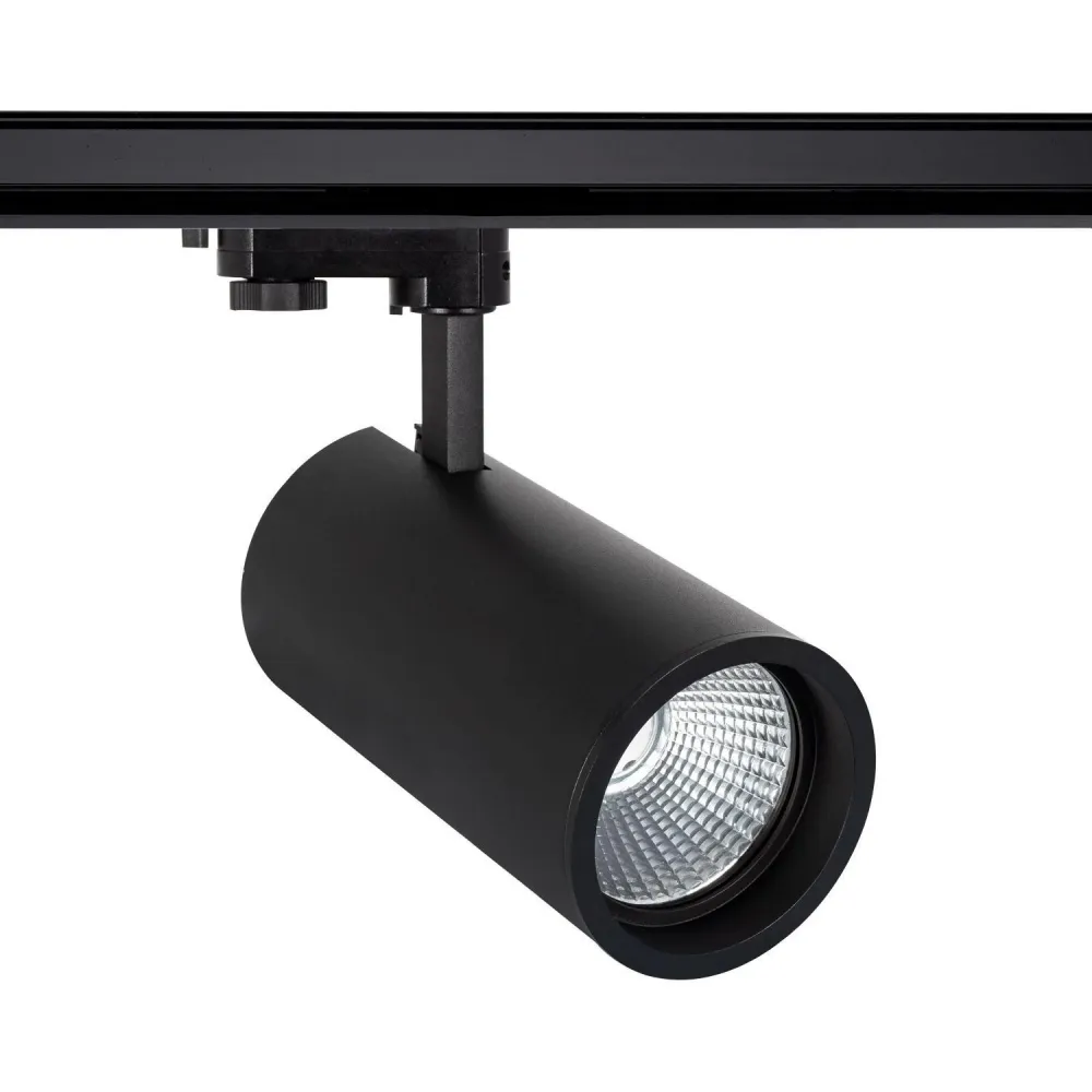 Projecteur LED 30W sur rail triphasé noir d'Angelo utilisant LIFUD