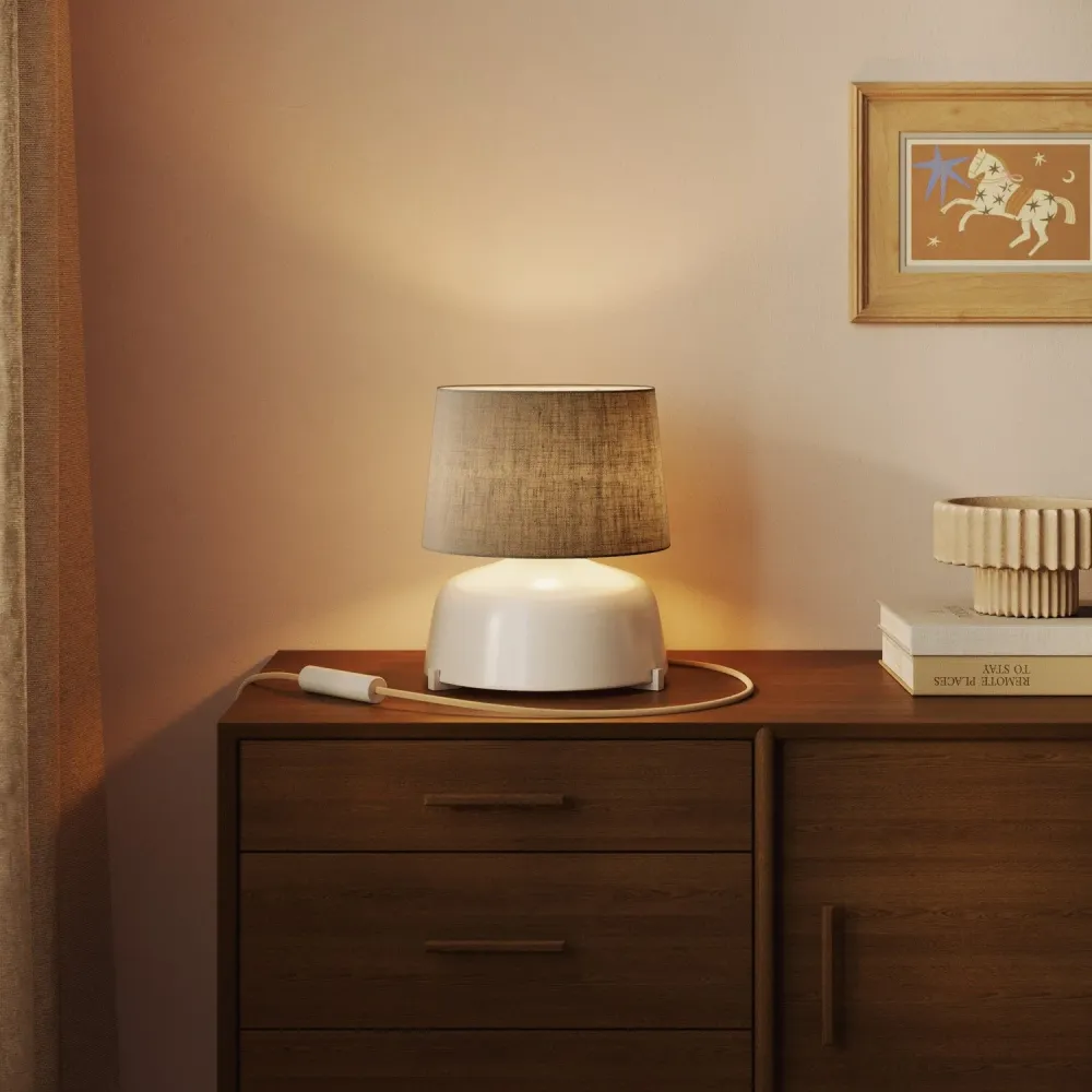 Abat-jour Athena avec douille E27 pour lampe de table ou sur pied - Fabriqué en Italie - Camelot Gris