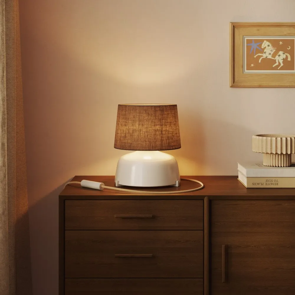 Abat-jour Athena avec douille E27 pour lampe de table ou sur pied - Fabriqué en Italie - Camelot Marron
