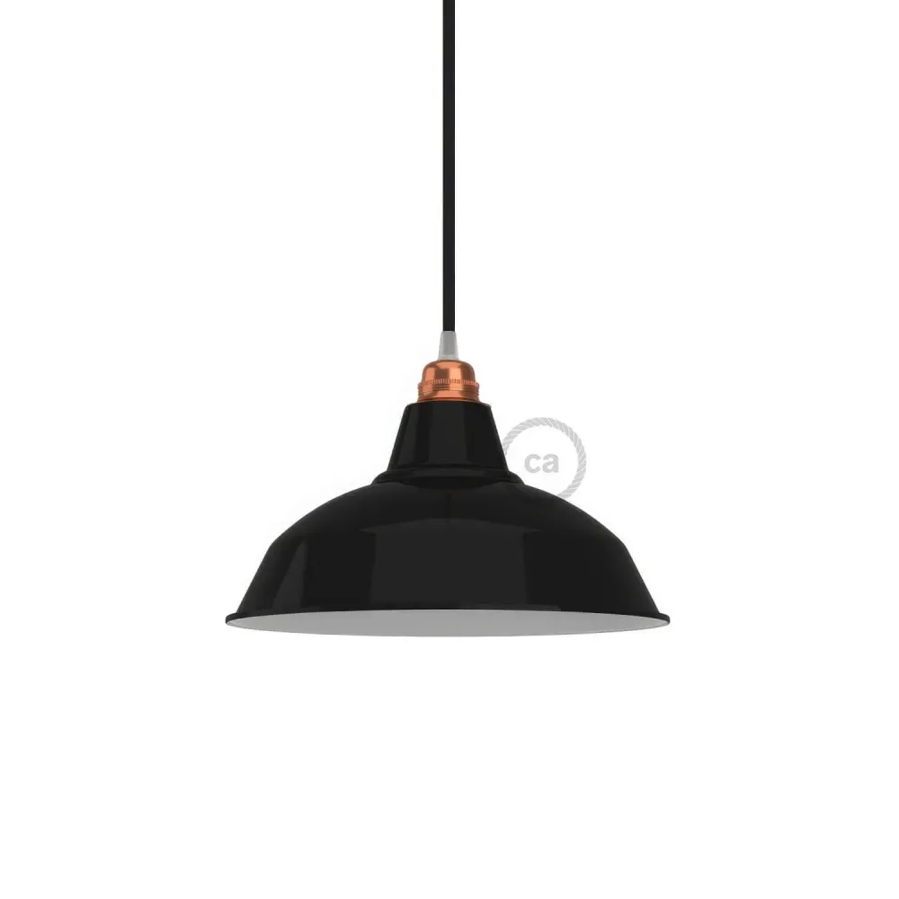 Abat-jour Bistrot en métal émaillé avec douille E27, diamètre 30 cm - Noir
