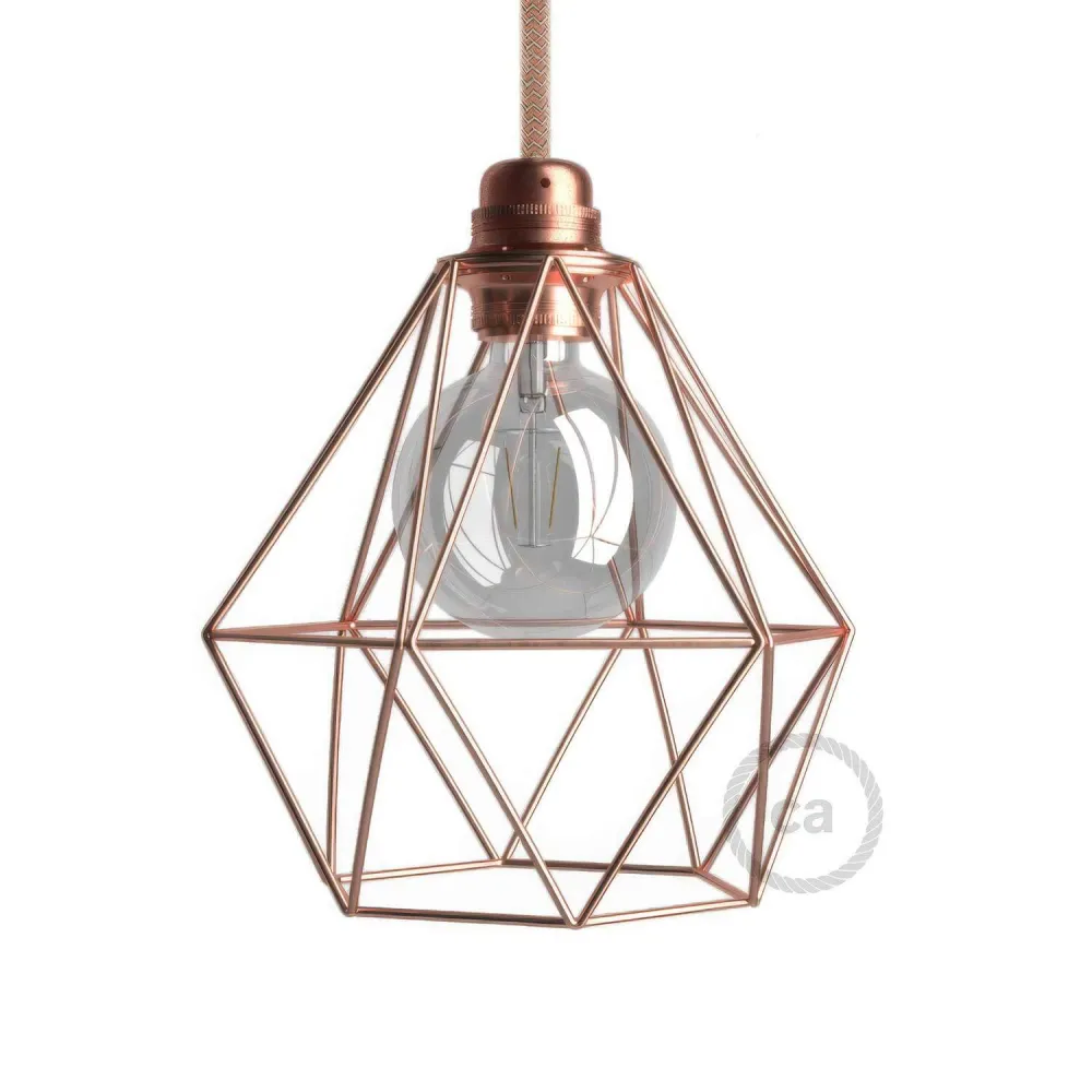 Abat-jour cage Diamond en métal avec douille E27 - Cuivre