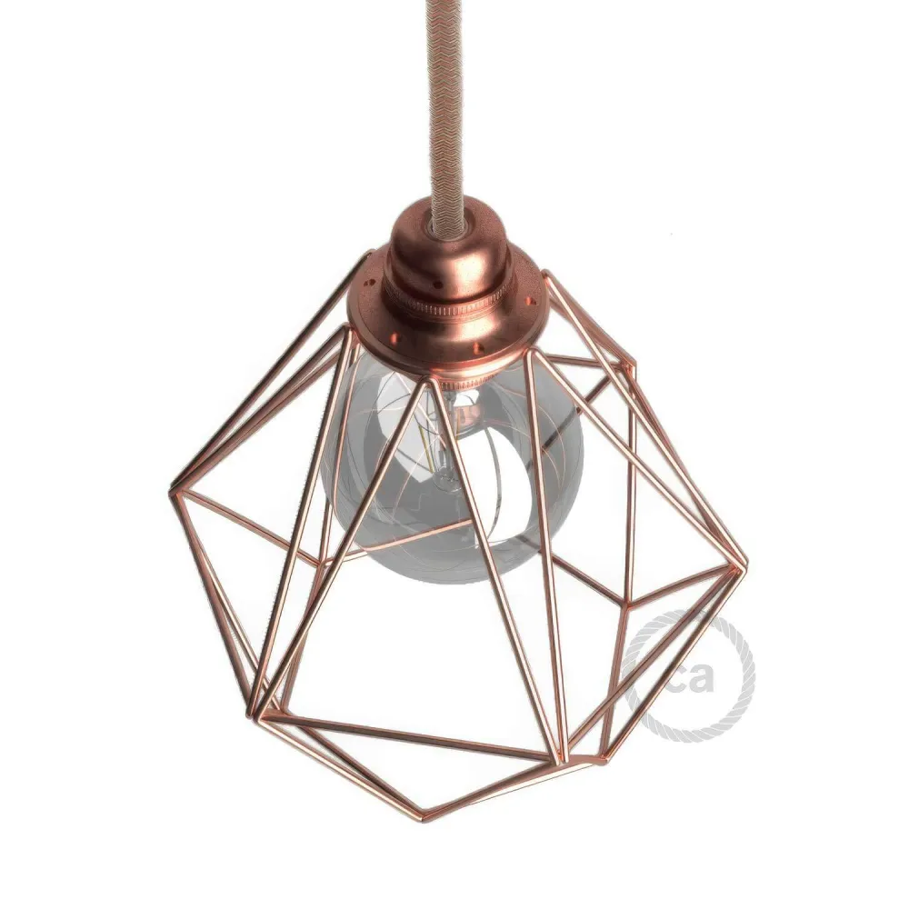 Abat-jour cage Diamond en métal avec douille E27 - Cuivre