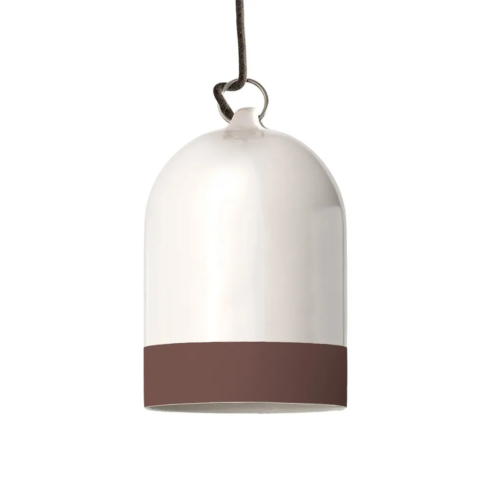 Abat-jour cloche Mini XS bicolore en céramique blanc et marron, collection Materia - Fabriqué en Italie