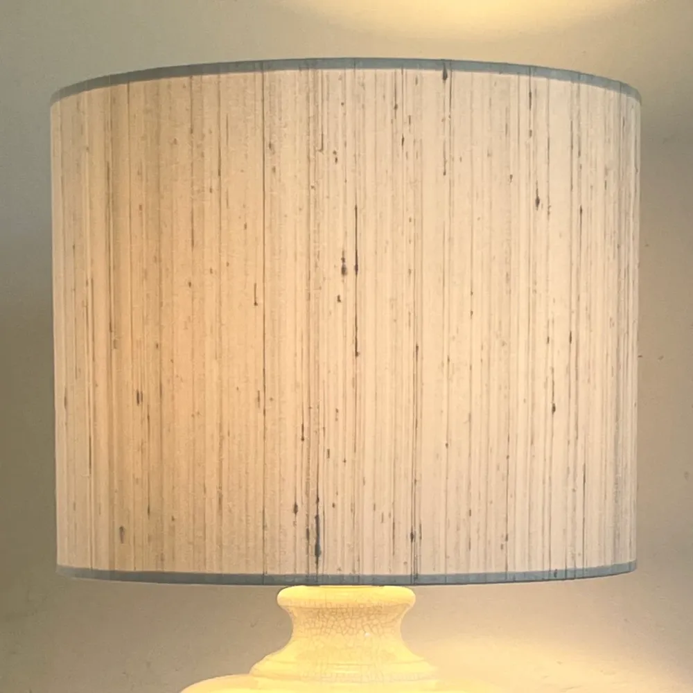 Abat-jour contrecollé en soie, couleur blanc cassé, 35 cm