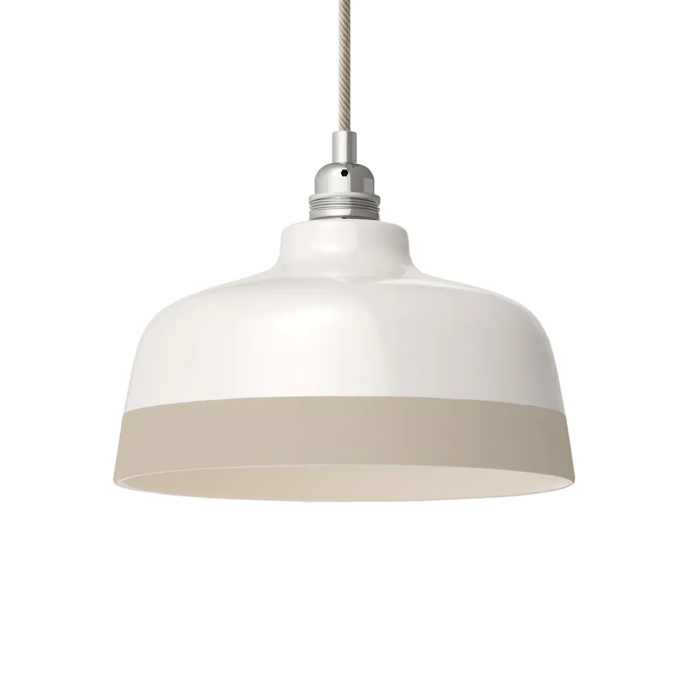 Abat-jour Coupe bicolore en céramique Blanc et Taupe, collection Materia - Fabriqué en Italie
