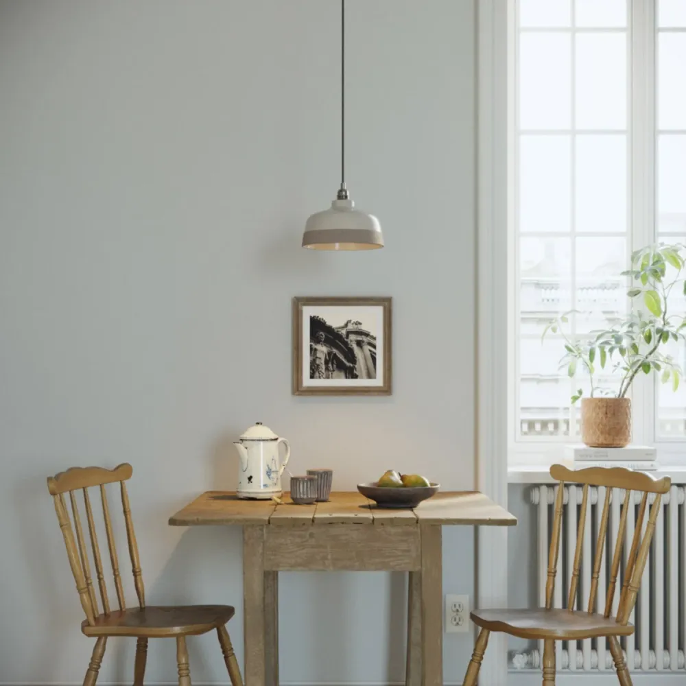 Abat-jour Coupe bicolore en céramique Blanc et Taupe, collection Materia - Fabriqué en Italie