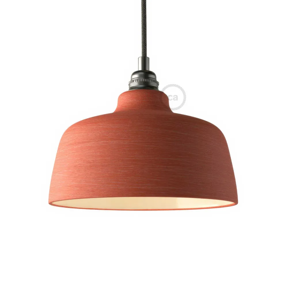 Abat-jour Coupe en céramique, collection Materia - Made Italy - Corail strié