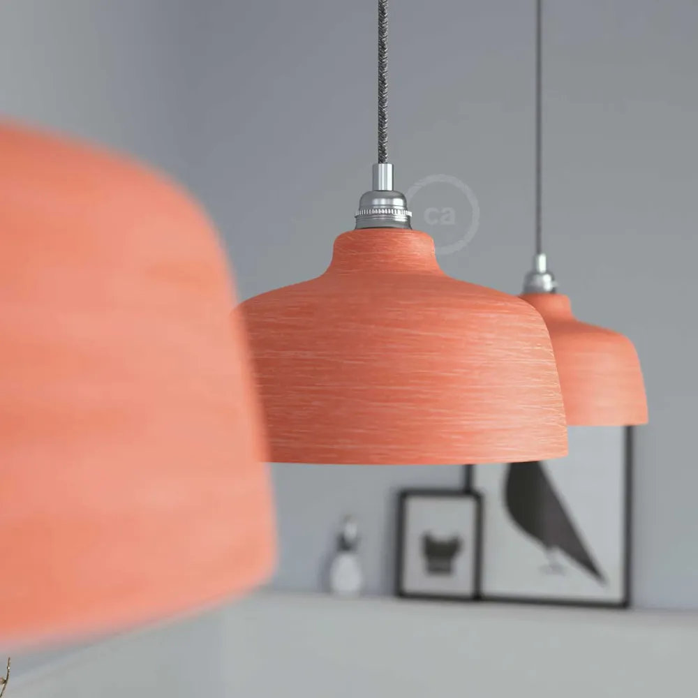 Abat-jour Coupe en céramique, collection Materia - Made Italy - Corail strié