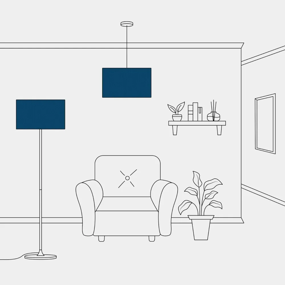 Abat-jour Cylindre XL en tissu avec douille E27 - Fabriqué en France - Laine Bleue