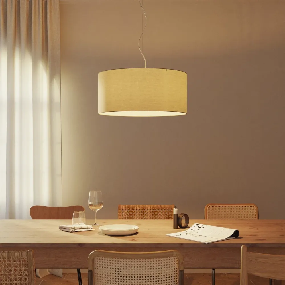 Abat-jour Cylindre XXL en tissu avec douille E27 – Made Italy – Arenal Taupe