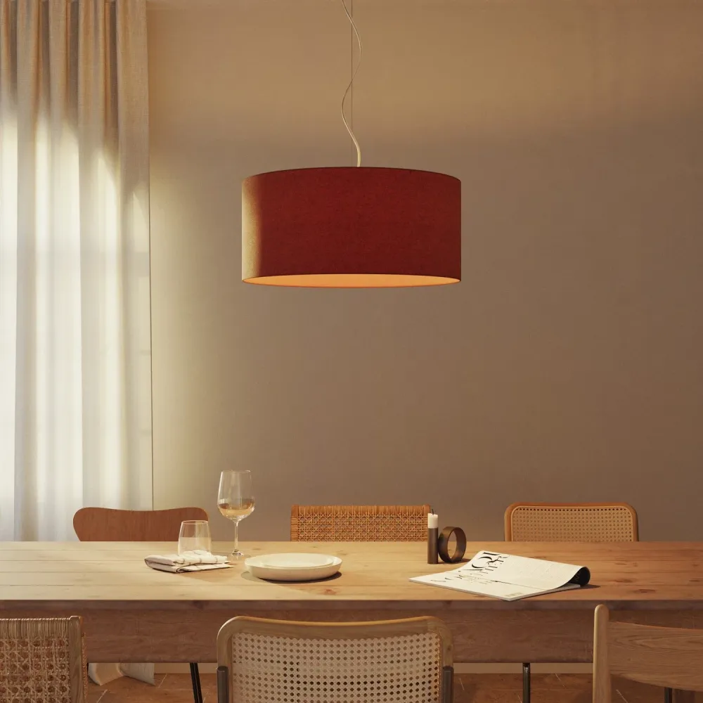 Abat-jour Cylindre XXL en tissu avec douille E27 - Fabriqué en Italie - Laine Homard