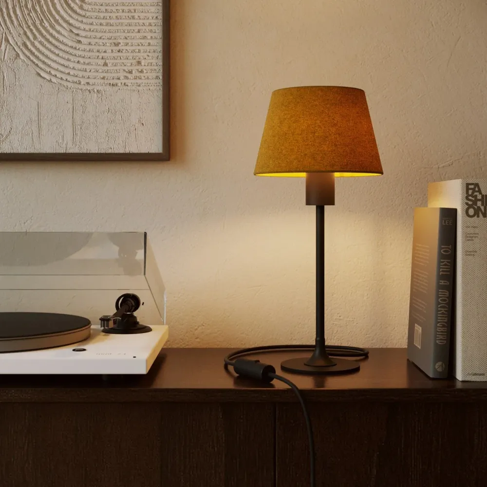 Abat-jour Empire S avec culot E27 pour lampe de table ou applique - Fabriqué en Italie - Laine Moutarde