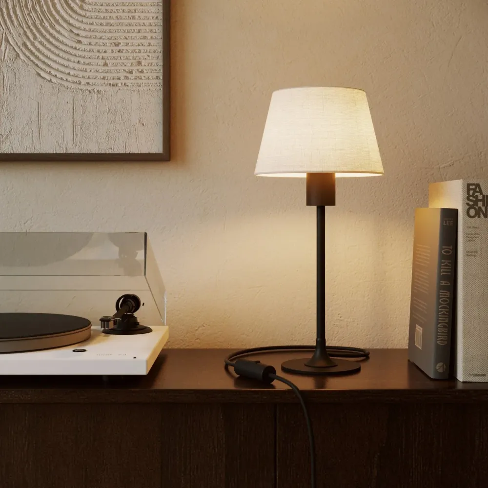 Abat-jour Empire S avec douille E27 pour lampe de table ou applique - Fabriqué en Italie - Lin Brut