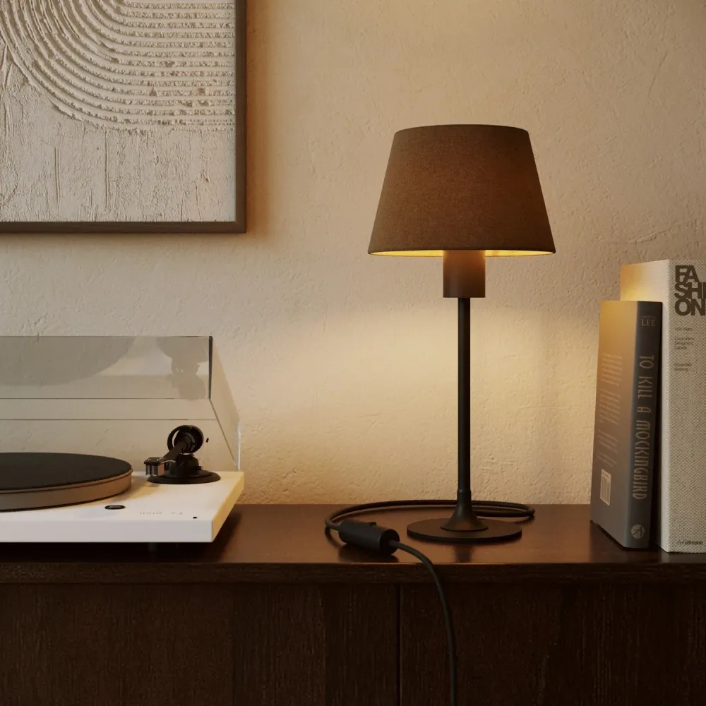 Abat-jour Empire S avec douille E27 pour lampe de table ou applique - Fabriqué en Italie - Laine Marron