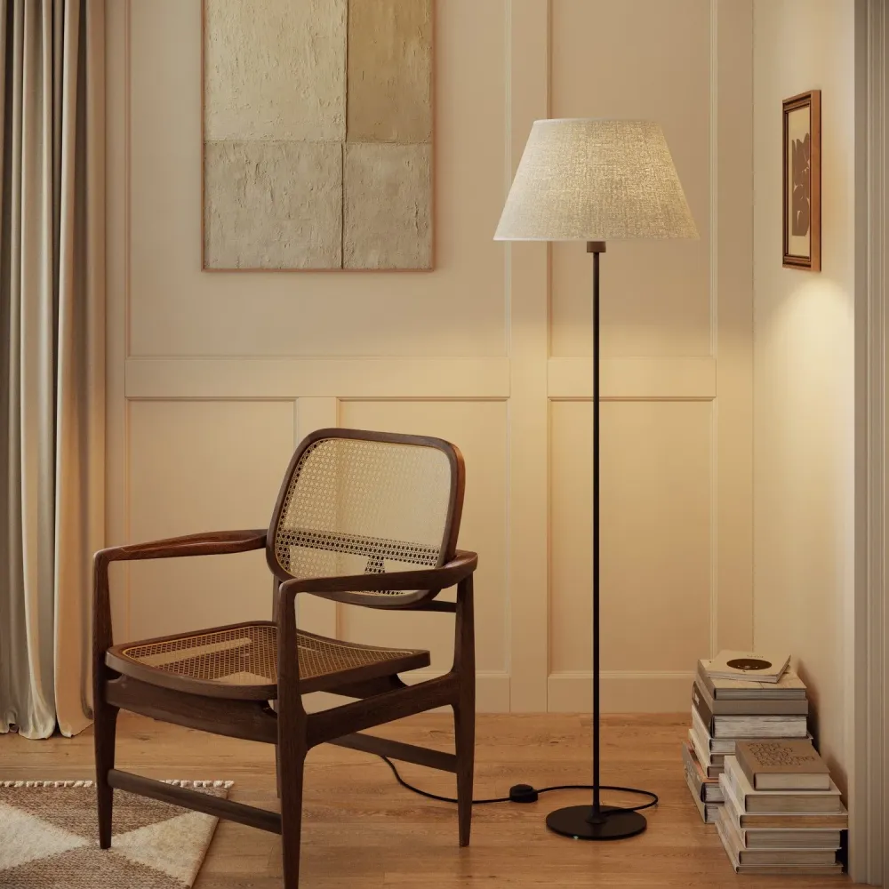 Abat-jour Empire L pour lampe de table ou applique avec douille E27 - Fabriqué en Italie - Jute Claire