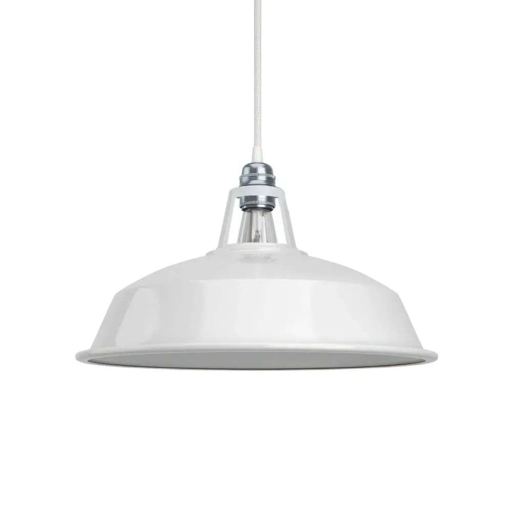 Abat-jour Harbour en métal émaillé avec douille E27, diamètre 38 cm - Blanc