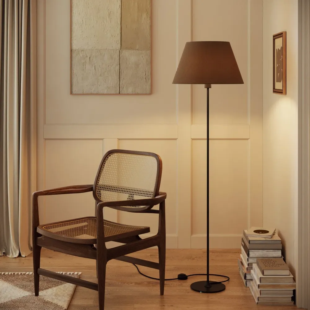 Abat-jour Impero L pour lampe de table ou applique avec douille E27 - Fabriqué en Italie - Laine Marron