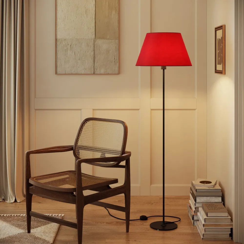 Abat-jour Impero L pour lampe de table ou applique avec douille E27 - Fabriqué en Italie - Toile Rouge