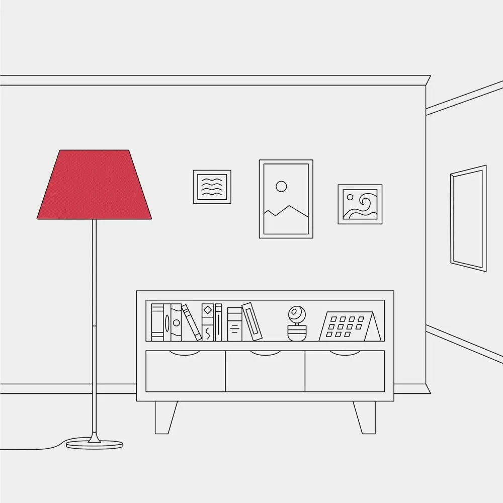 Abat-jour Impero L pour lampe de table ou applique avec douille E27 - Fabriqué en Italie - Toile Rouge