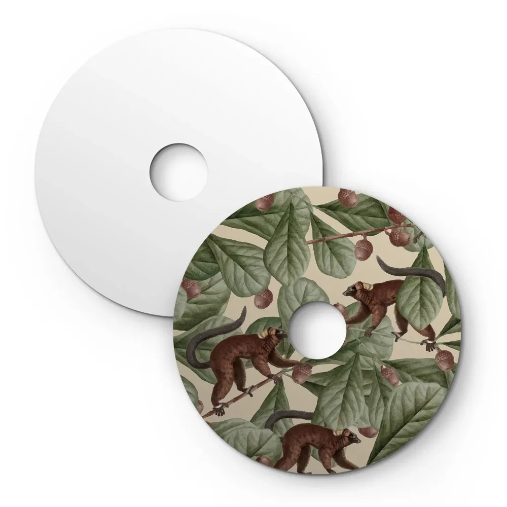 Abat-jour mini plat Ellepì avec animaux de la jungle 'Wildlife Whispers' Animaux Lémuriens, diamètre 24 cm - Made Italy