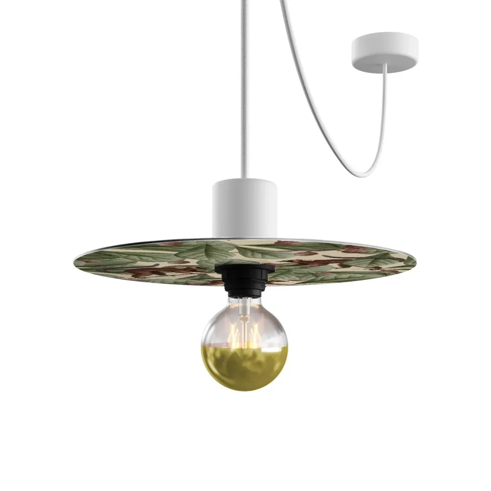 Abat-jour mini plat Ellepì avec animaux de la jungle 'Wildlife Whispers' Animaux Lémuriens, diamètre 24 cm - Made Italy