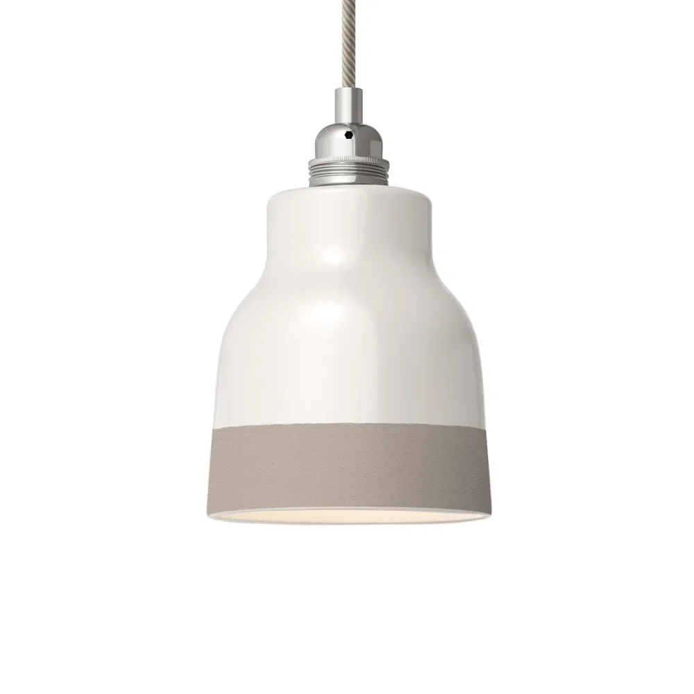 Abat-jour Vase bicolore en céramique blanc et tourterelle, collection Materia - Made Italy
