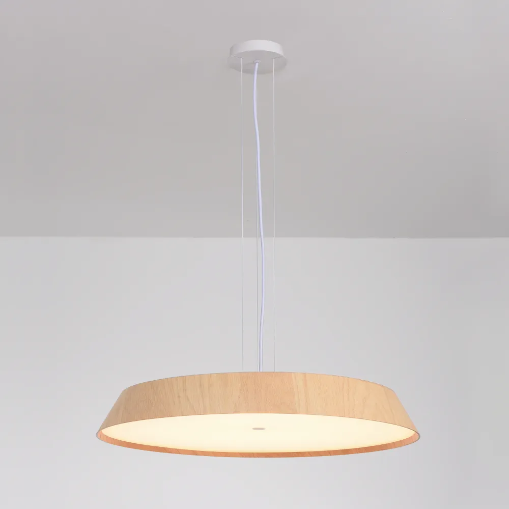 Lámpara de techo colgante ACB Cora Madera Haya y Blanco Texturado Ø61cm C4015070OAK