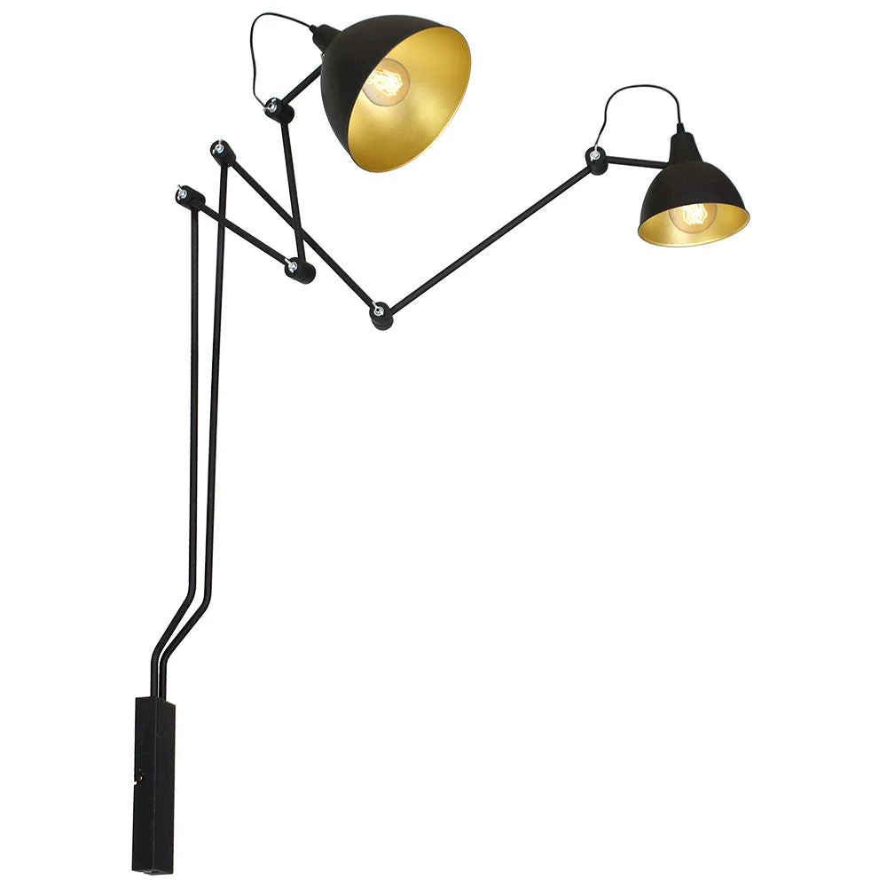 Lampe murale de lecture pivotante Aldex Bibi 2L, noire, H 190 cm