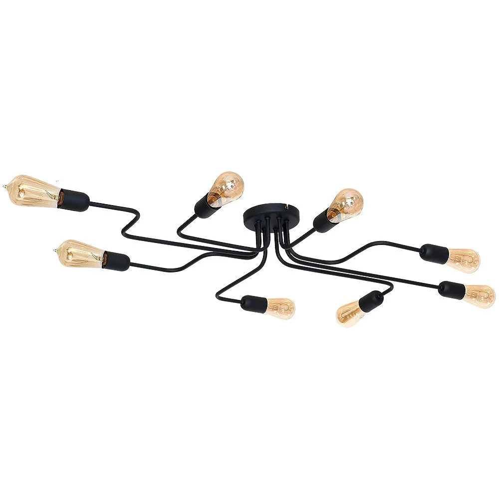 Plafonnier Aldex Rolf 8L, noir, L 119 cm