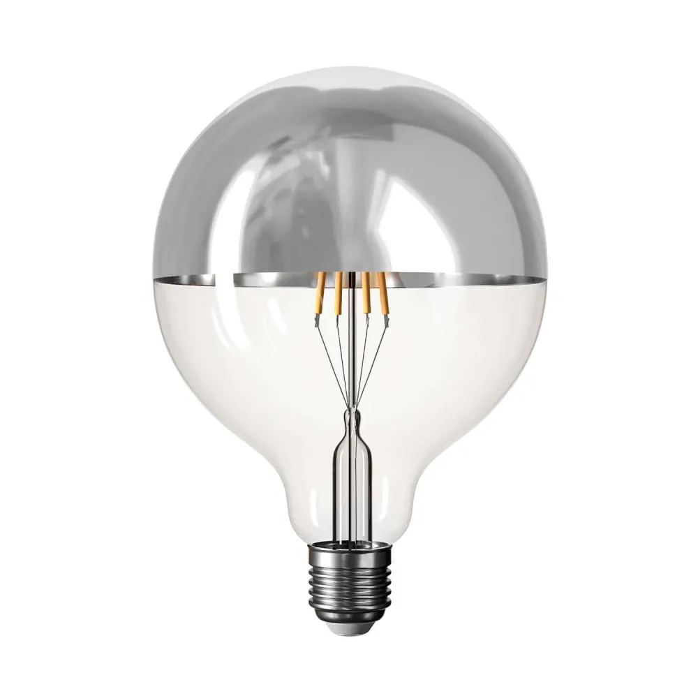Ampoule LED Demi‑Sphère Argent Ligne 5V filament court Globe G125 1,3 W 110 Lm E27 2500 K Dimmable - B05