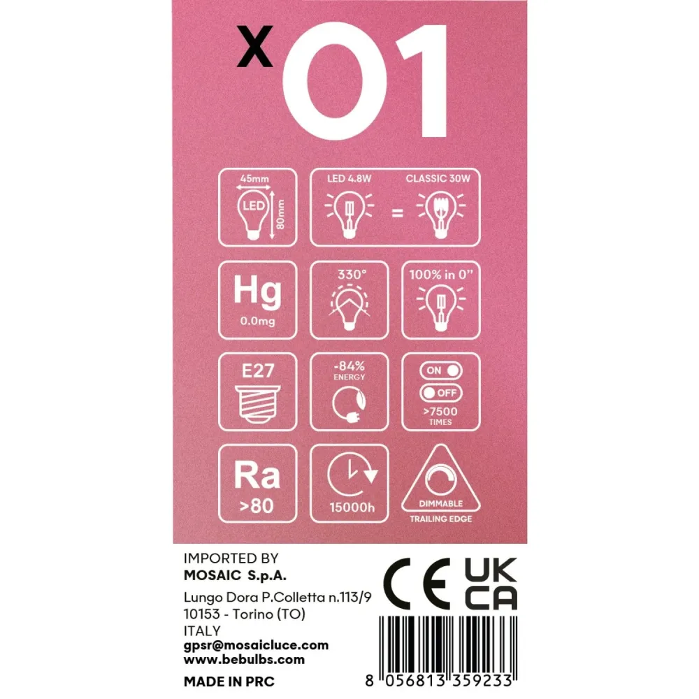 Ampoule LED à filament croisé Mini Globe G45 4,8W 400 lm E27 2200K dimmable - X01