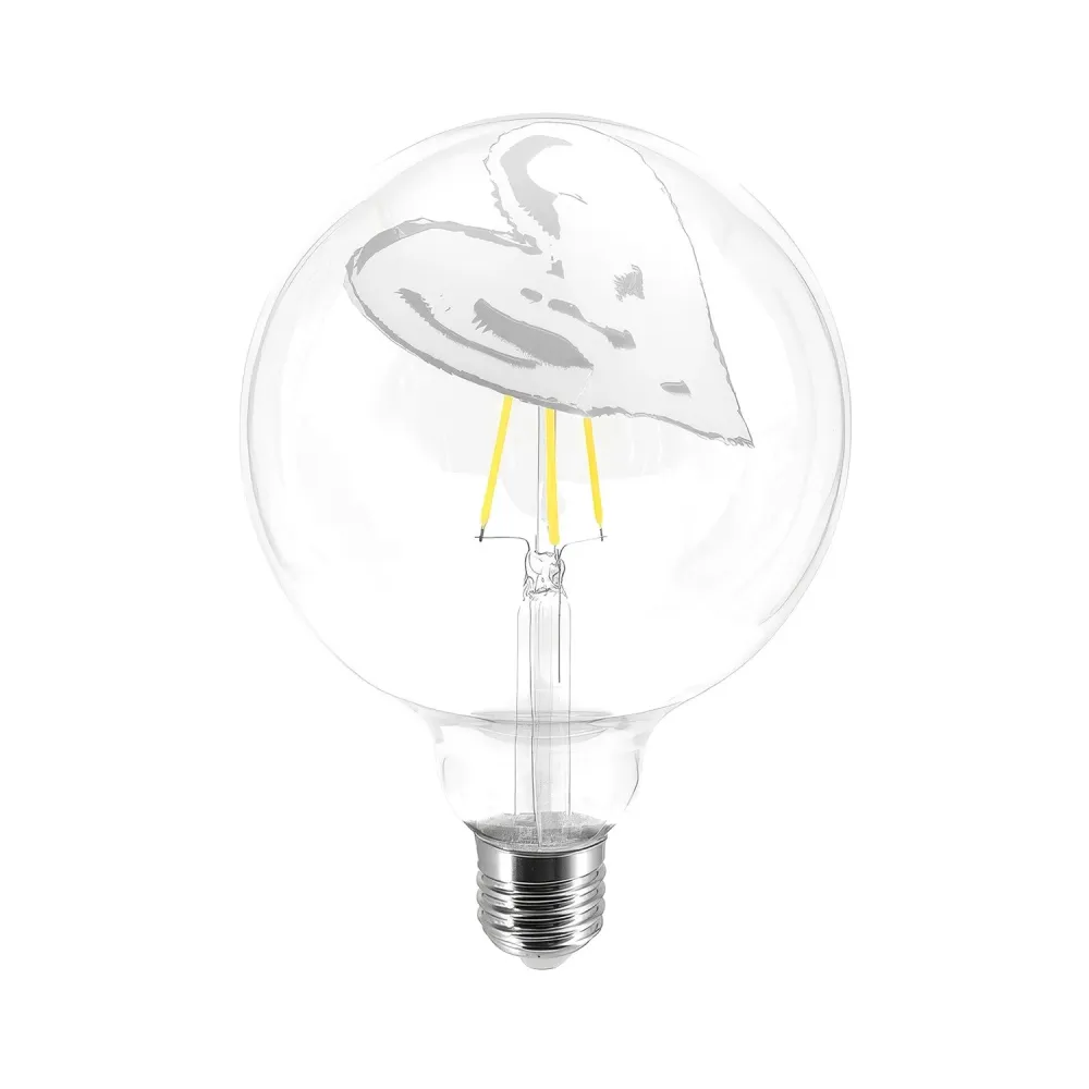 Ampoule LED Tattoo Pop Heart G125 4,5W 470Lm E27 2700K Dimmable - Blanc