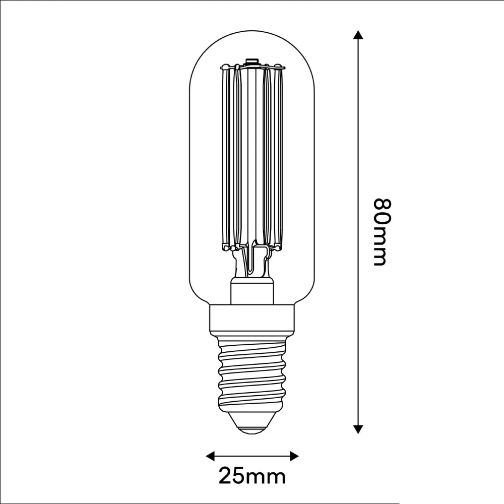 Ampoule LED Transparente Linea 5V Tubulaire T25 1,8W 160Lm E14 2500K Dimmable - B07